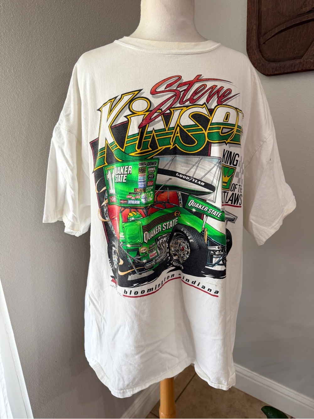 Vintage 90s Steve Kinser Quaker State World of Outlaws Shirt XXL